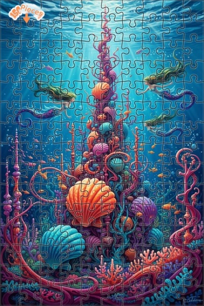 Teona Ahşap لغز خشبي مؤطر بطبقتين بمظهر لوحة زيتية لملكة حورية البحر السحرية ...