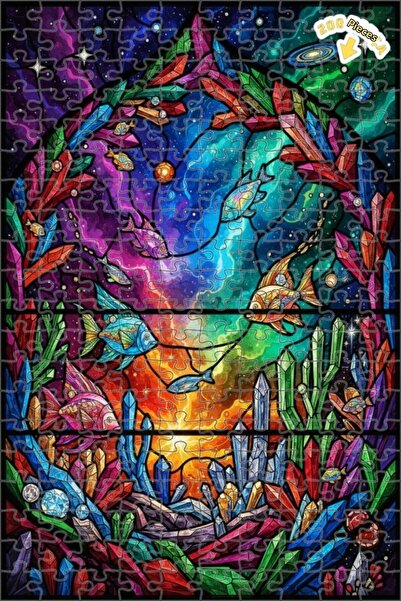 Teona Ahşap عالم الخيال، أسماك كريستالية، زجاج ملون، لغز خشبي ذو طبقتين، 200 ...