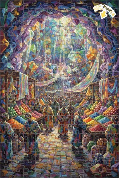 Teona Ahşap لغز خشبي بألوان سوق حيوية ومظهر زيتوني 200 قطعة 25x35