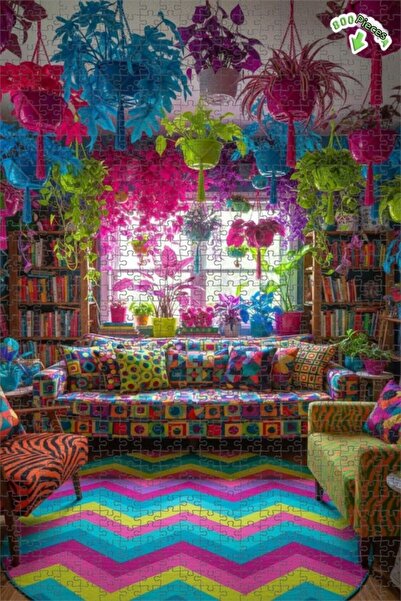 Teona Ahşap مساحة معيشة منزلية ملونة مطبوع لوحة زيتية ذات طابقين على شكل لغز ...