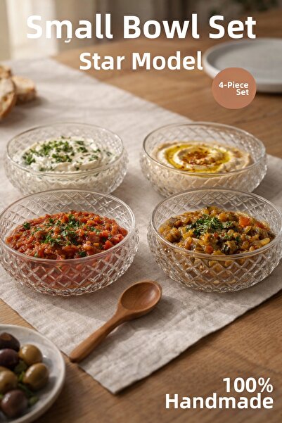 Nandy Home Χειροποίητο Γυάλινο Σετ 4 Μπολ Ορεκτικών Μικρού Μεγέθους Μοντέλου ...