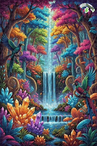 Teona Ahşap لغز فني على شكل شلال غابة كريستالية غامضة مع رؤية محاكاة للرسم ال...