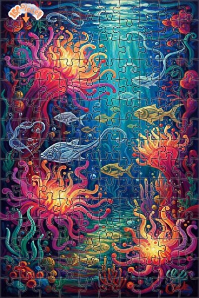 Teona Ahşap لغز خشبي مؤطر ذو طابقين بمظهر زيتوني سحري تحت الماء 150 قطعة 20x30