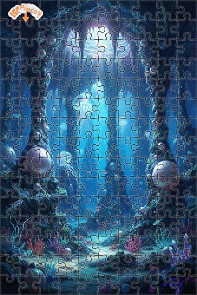 Teona Ahşap Underwater Dream Cave Oil Painting Lookalike Double Layer Framed ...