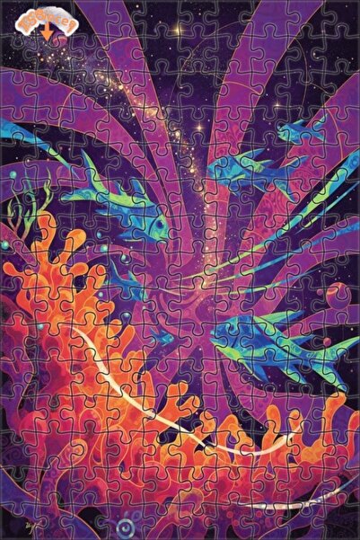 Teona Ahşap ألغاز خشبية ذات إطار مزدوج من طبقتين، بتصميم أسطح وأسماك ملونة في...