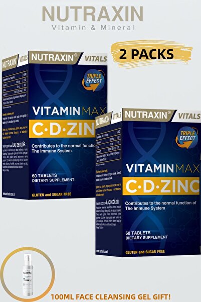 Nutraxin فيتامين ماكس C-D-Zinc 60 قرص مكمل غذائي مع الزنك وفيتامينات ج، د. (X...
