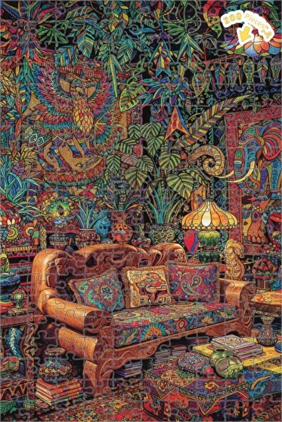 Teona Ahşap لغز خشبي بتصميم منزل الغابة الاستوائية مع رسم زيتي 200 قطعة 25x35