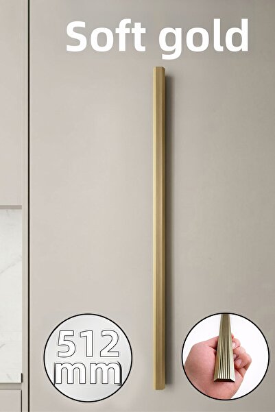 Badem10 Mâner de sertar Toros, auriu, moale, cu dungi, 512 mm, din metal, pen...