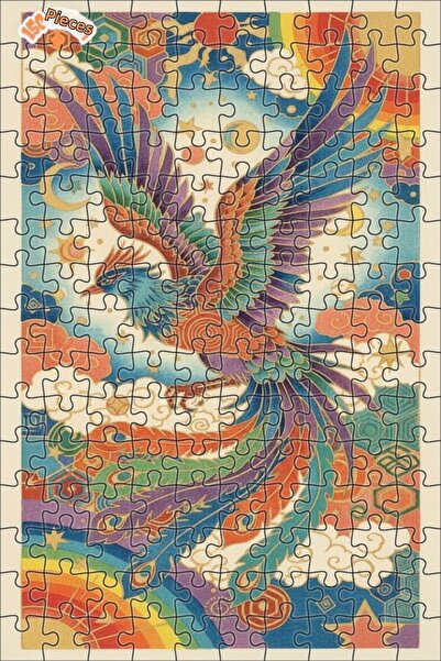 Teona Ahşap Magnificent Phoenix Watercolor Look Art Puzzle 150 Pieces 20X30