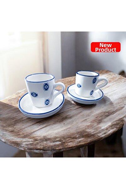 Ganita home Coffee Cup Alaçatı Pattern 2 Person 4 Piece Double 100 ml /New