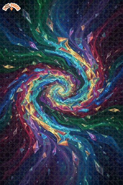 Teona Ahşap Rainbow Galaxy Spiral Appearance Oil Painting Double-Layer Framed...