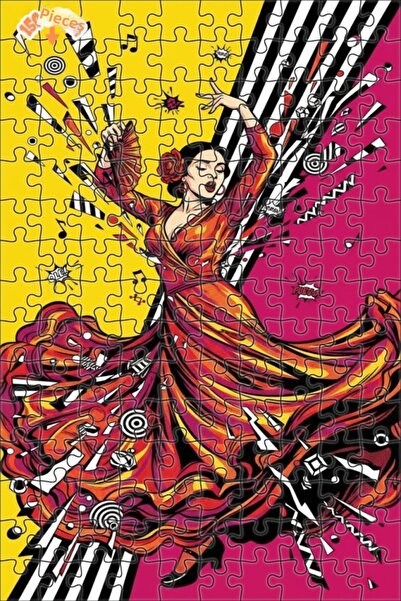 Teona Ahşap لغز خشبي مؤطر بطبقتين على شكل راقصة الفلامنكو بتصميم فن البوب، 15...