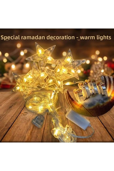 Coverzone ستارة معلقة بطول 3 أمتار مع مصابيح LED بتصميم رمضان والمنارة، إضاءة...