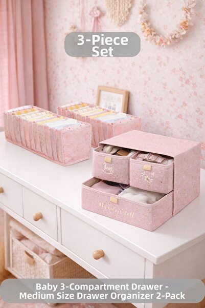 PONÇİK BEBEK مجموعة تنظيم وتخزين مكونة من 3 قطع، 3 أدراج ومنظم أدراج، مجموعة ...