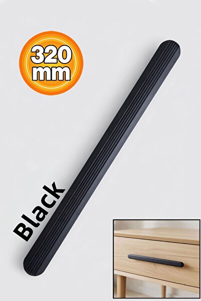 Badem10 Mâner de dulap cu sertar Toros Striped, 320 mm, negru mat, metal, mod...