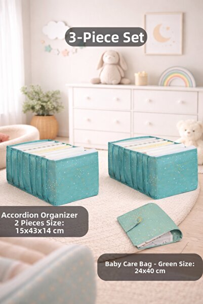 PONÇİK BEBEK منظم حقيبة مستلزمات الأطفال وصندوق تنظيم الأكورديون ذو الدرجين، ...