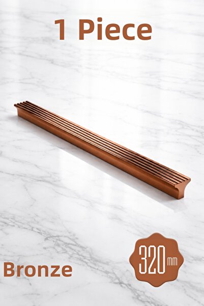 Badem10 Mâner de sertar din bronz cu dungi Foça, 320 mm, mâner modern din met...