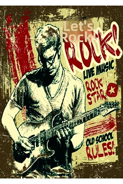 Lucena Let's Rock Tablou decorativ de perete din lemn MDF cu tematică de chit...