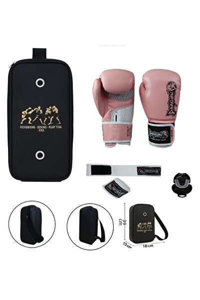 Dragondo Dragon Favela Women's Pink Boxing Gloves Set Bandage Mouthguard Carr...
