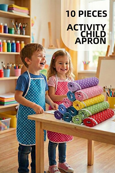 Morlay 10 قطع مريلة أطفال متنوعة - مريلة رسم لنشاط رياض الأطفال مع إسفنجة مقا...