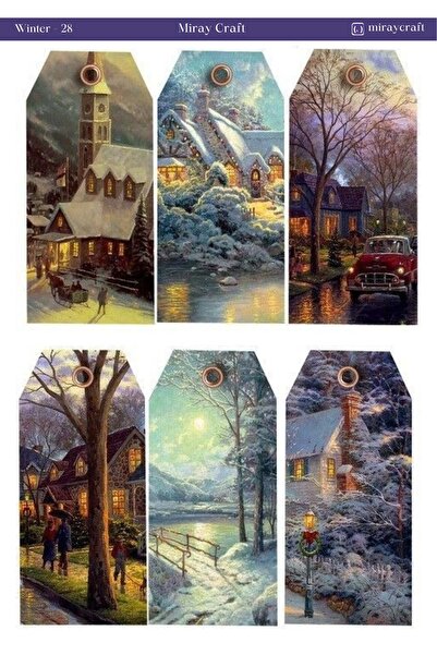 MirayDesign 1 ورقة ملصقات ذات طابع شتوي مقاس 12*17 سم / سجل قصاصات، مجلة رصاص...