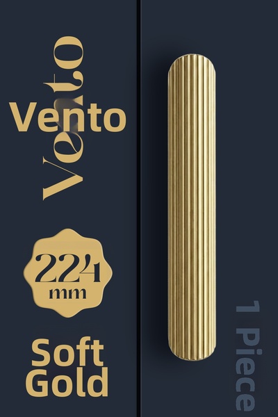 Badem10 Mâner VENTO Soft Gold Striped, 224 mm, din metal, pentru dulap, dulap...
