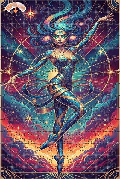Teona Ahşap لغز خشبي مؤطر ذو طبقتين من Ancient Cosmic Dancer Art مكون من 150 ...
