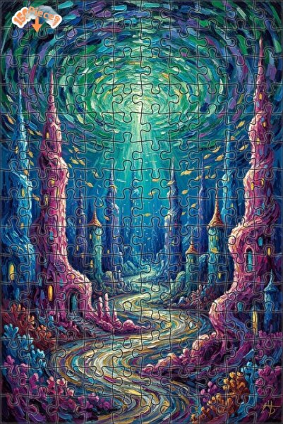 Teona Ahşap لغز ملكية تحت البحر الغامضة، لوحة خشبية ملونة بالزيت، 150 قطعة، 2...