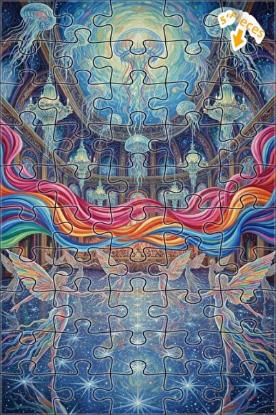 Teona Ahşap لغز خشبي ذو طبقتين على شكل جنية بأجنحة قوس قزح وكرة قنديل البحر 5...