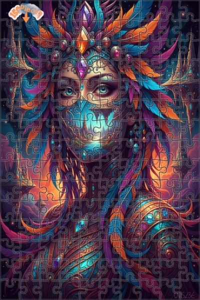 Teona Ahşap Woman Portrait Digital Art Double-Layer Framed Wooden Puzzle 150 ...