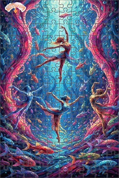 Teona Ahşap راقصو الباليه تحت الماء، أسماك ملونة، لغز خشبي مؤطر بطبقتين، 150 ...