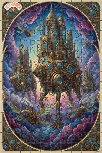 Teona Ahşap لعبة ألغاز خشبية بإطار مزدوج الطبقات من Steampunk Mech Castle Fly...