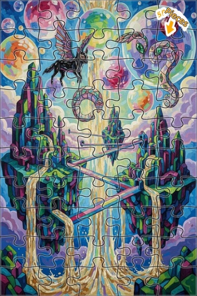 Teona Ahşap لغز خشبي رائع على شكل مخلوق مجنح وشلالات كريستالية مكون من طبقتين...