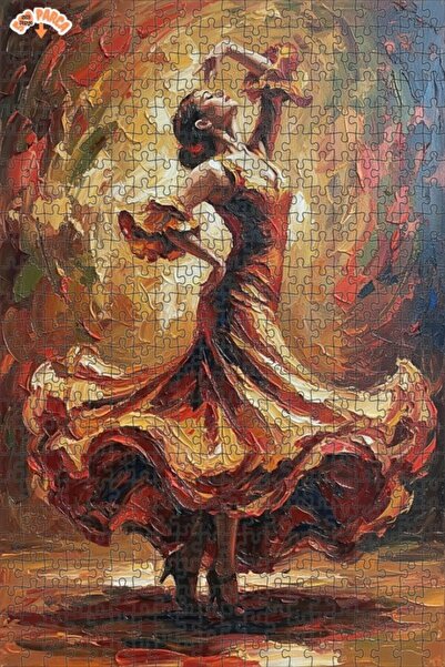 Teona Ahşap لغز فني على شكل راقصة اللهب بأسلوب الرسم الزيتي 500 قطعة 50x30