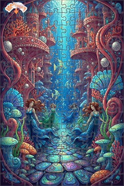 Teona Ahşap Mermaid Palace Fairytale Look Oil Painting Art Wooden Puzzle 150 ...