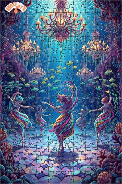 Teona Ahşap لغز خشبي ملون بتصميم فني خطي لرقصة السحر تحت الماء، ذو طبقتين، 15...