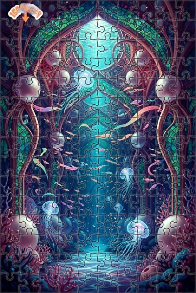 Teona Ahşap Fantastic Underwater Palace Oil Painting Lookalike Wooden Puzzle ...
