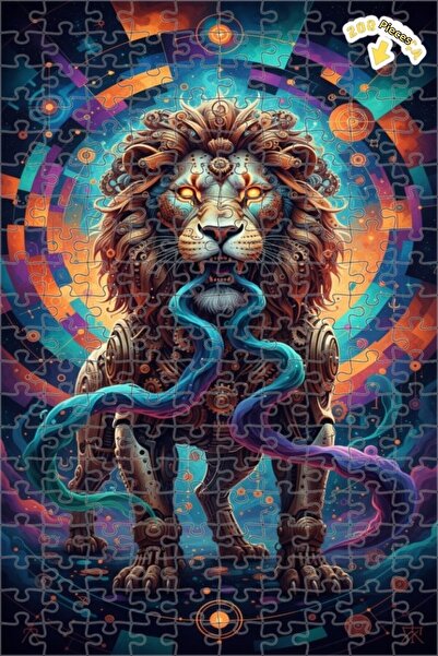 Teona Ahşap لغز خشبي ميكانيكي للرقص الكوني للأسد ذو الطابقين، 200 قطعة، 25x35 سم