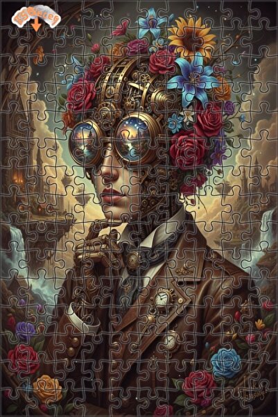 Teona Ahşap لغز خشبي مؤطر ذو طبقتين على شكل صورة بشرية مزهرة على طراز الفيكتو...