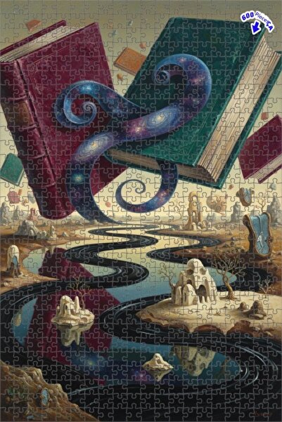 Teona Ahşap رحلة كتب غامضة لا نهاية لها: لوحة ألغاز خشبية مؤطرة من طبقتين برس...