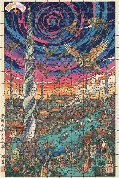 Teona Ahşap بلايزلر فانتاستيك سيتي مع برج البخار، مظهر مدينة رائعة بالألوان ا...