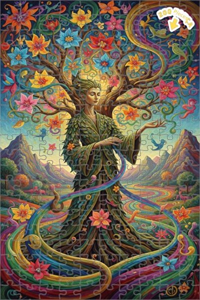 Teona Ahşap لغز خشبي مؤطر من طبقتين بتصميم فني من Color Cube Tree Spirit، 200...