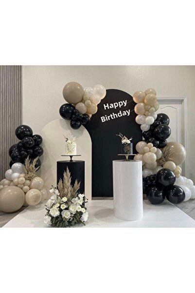 Çemrek Süs Parti Black and White Sea Sand Balloon Chain Set of 100