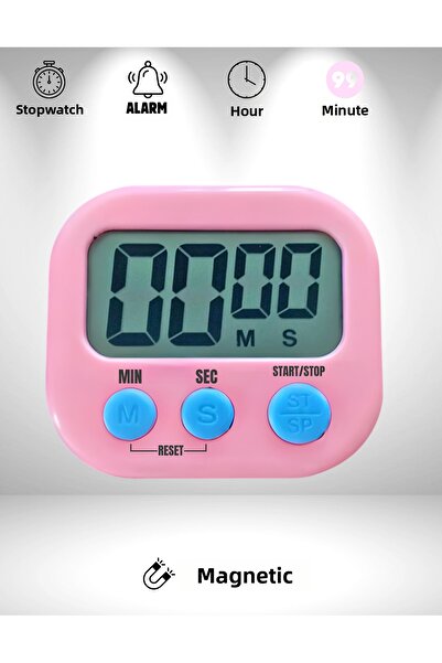 Unichrome Pink Color Magnetic Standing Kitchen Timer with Digital Display and...