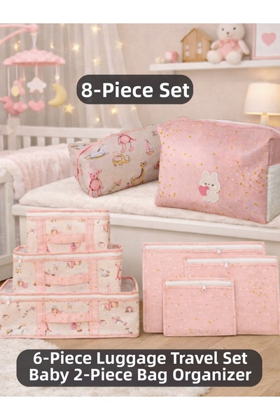 PONÇİK BEBEK حقيبة سفر مكونة من 6 قطع، منظم حقائب لغرفة الأطفال قبل الولادة ف...