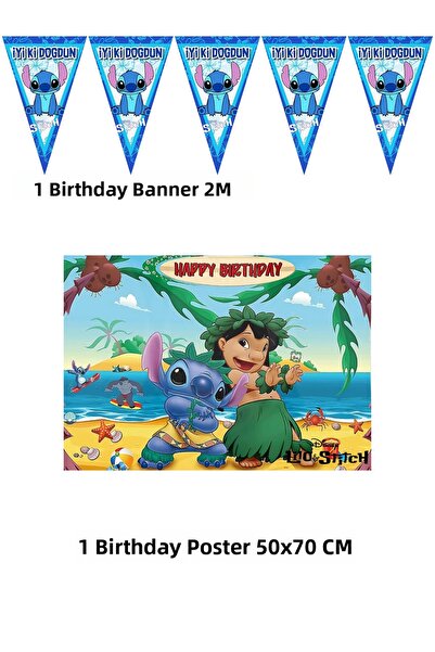 HAPPYLOOPPARTY مجموعة لافتات ورايات متوافقة مع شخصيات ستِتش ليلو وستِتش أنجل ...