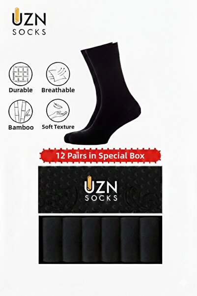 UZN SOCKS - 12 ζευγάρια ανδρικές κάλτσες από μπαμπού σε ειδικό σετ με κουτί