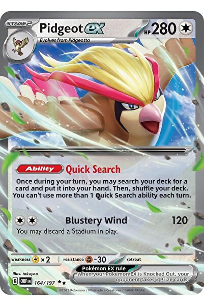 Pokemon TCG بيجيوت إكس # 164 بطاقة بوكيمون أوبسيديان فليمز الأصلية