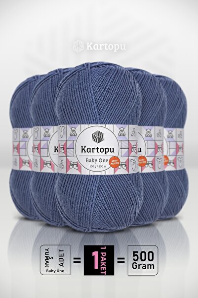 Kartopu Baby One - Kotmavi K1533 - 5-Pack - 100Gr/250M - Baby Yarn - Anti Pil...