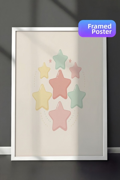 Zestia Pictură de perete înrămată albă, cu stele pastelate, Visul cerului, de...